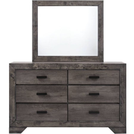 Elements International Nathan NH100DRMR Rustic Dresser and Mirror Set | Rife's Home Furniture | Dresser + Mirror Combo Elements International Nathan NH100DRMR Rustic Dresser and Mirror Set | Rife's Home Furniture | Dresser + Mirror Combo