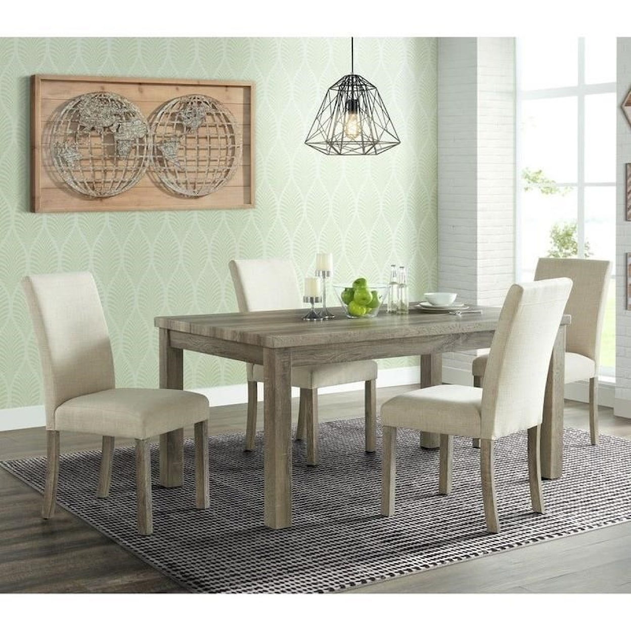 Elements International Oak Lawn 5-Piece Table and Chair Set