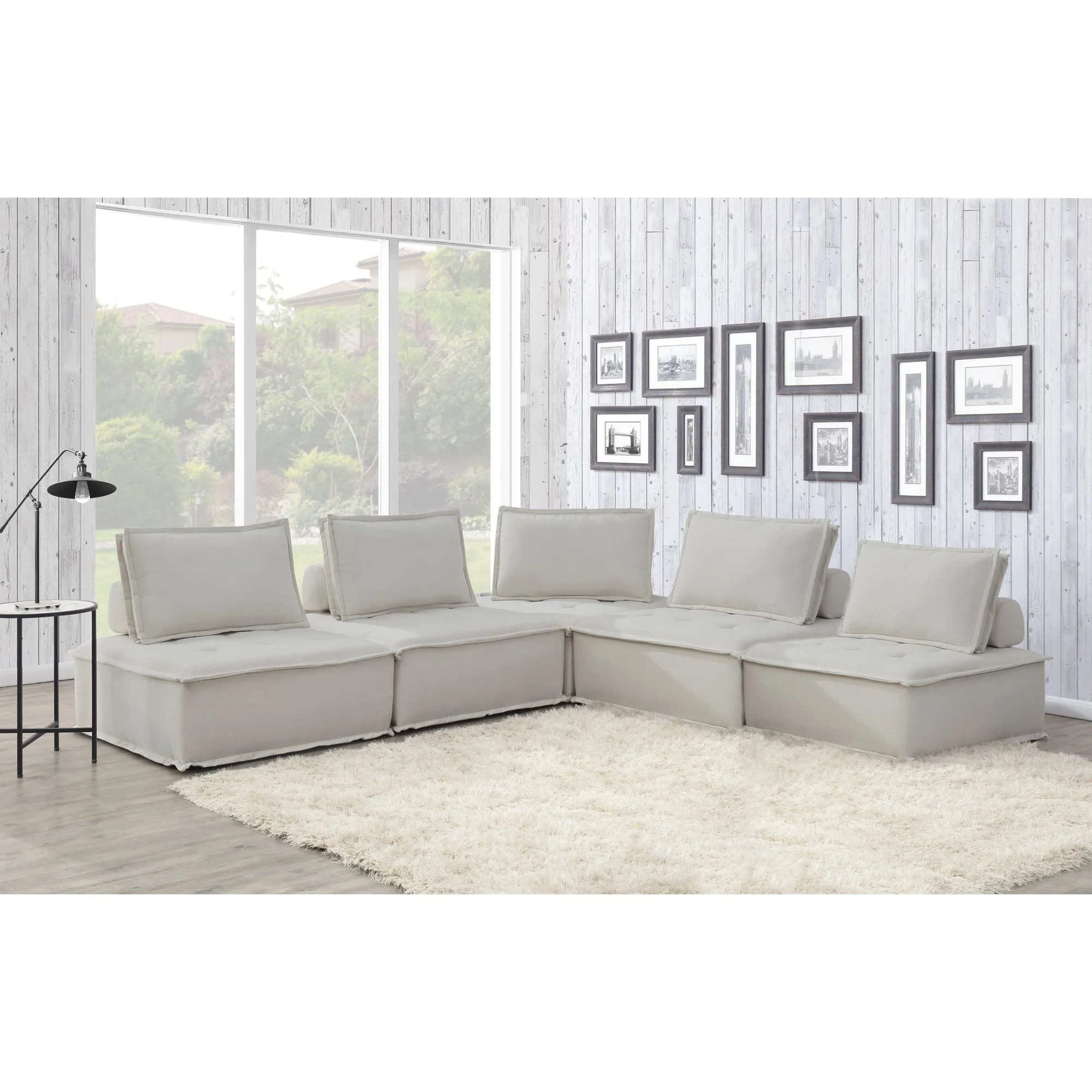 Elements International Paxton UPX5255PC Modern Five Piece Modular Sectional Sofa with Loose