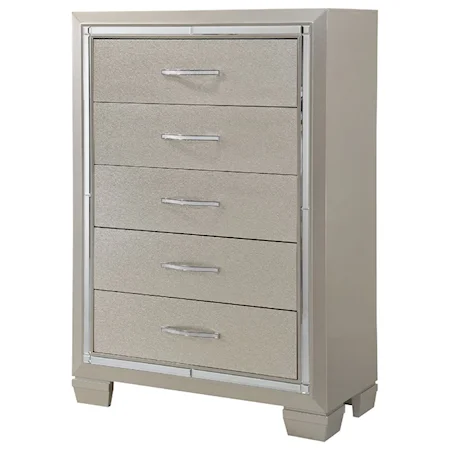 5 Drawer Chest with Mirror Trim