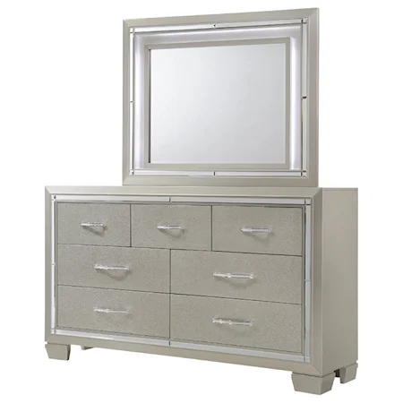 Dresser and Mirror Set with Mood Lighting