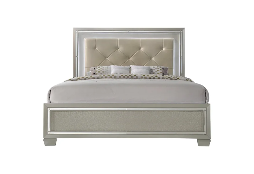 Platinum King Upholstered Bed by Elements International at Furniture Fair - North Carolina