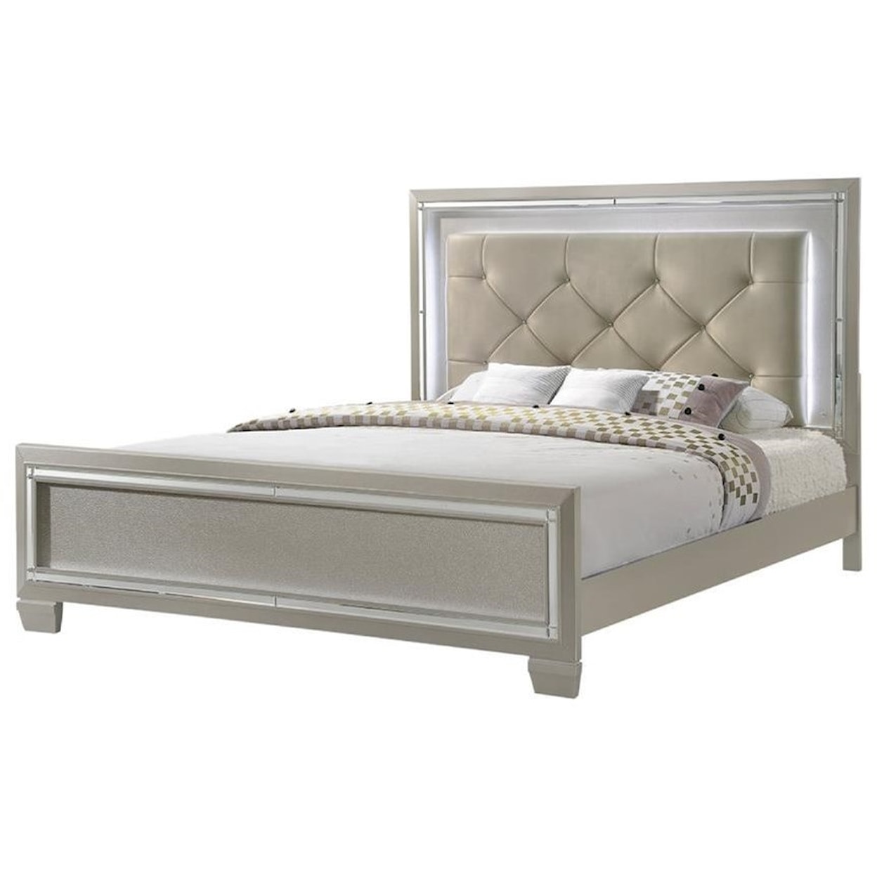 Elements International Platinum Queen Upholstered Bed