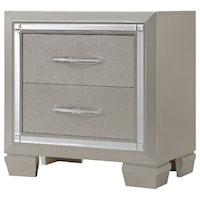 NIghtstand with Champagne Finish and Mirror Trim