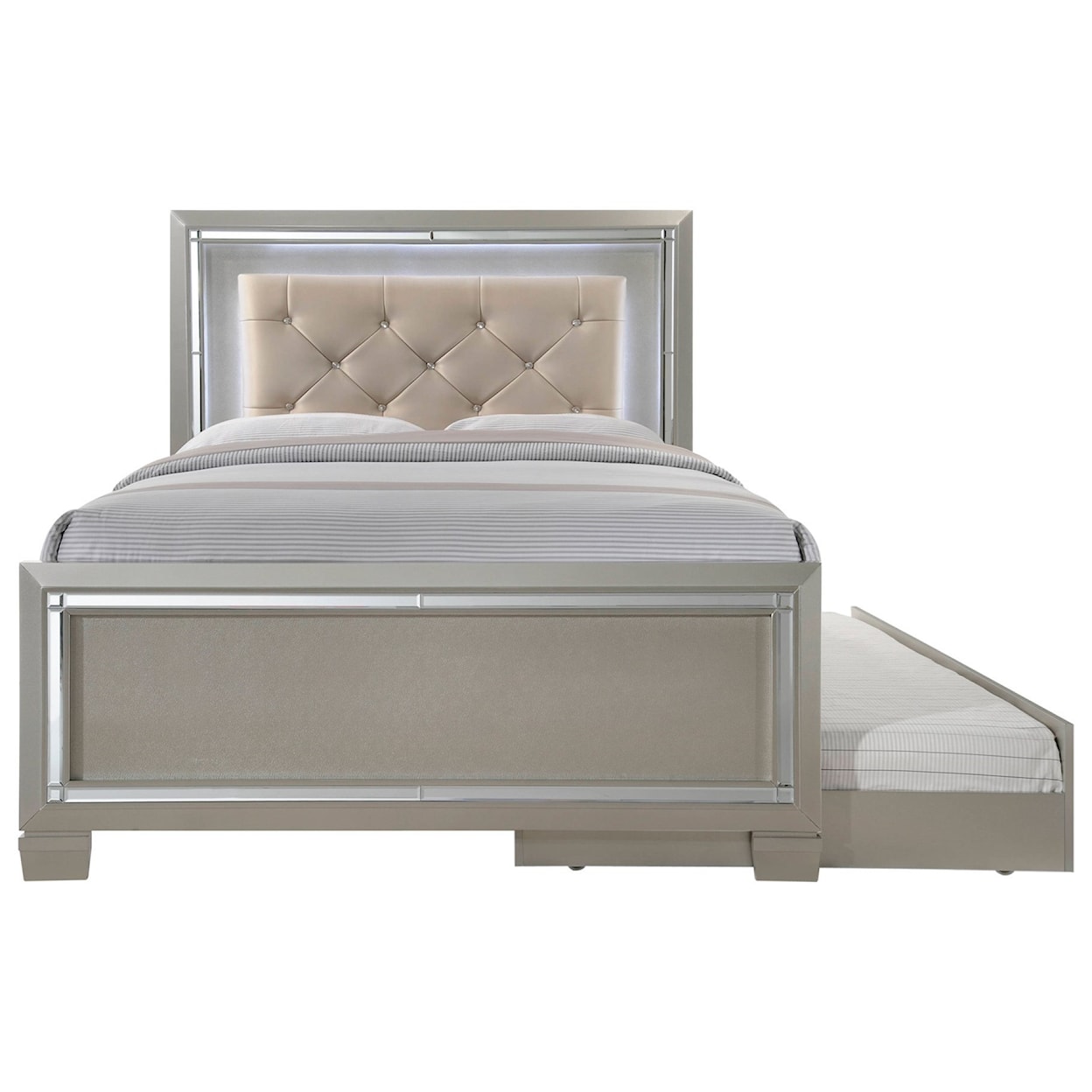 Elements International Platinum Full 5-Piece Trundle Bedroom Group