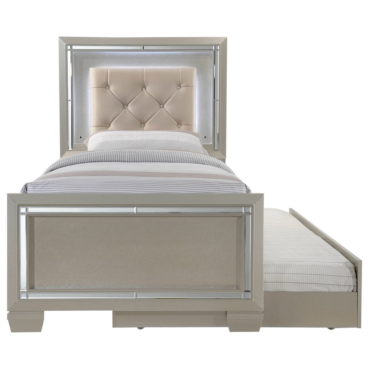 Elements International Platinum Twin 5-Piece Trundle Bedroom Group