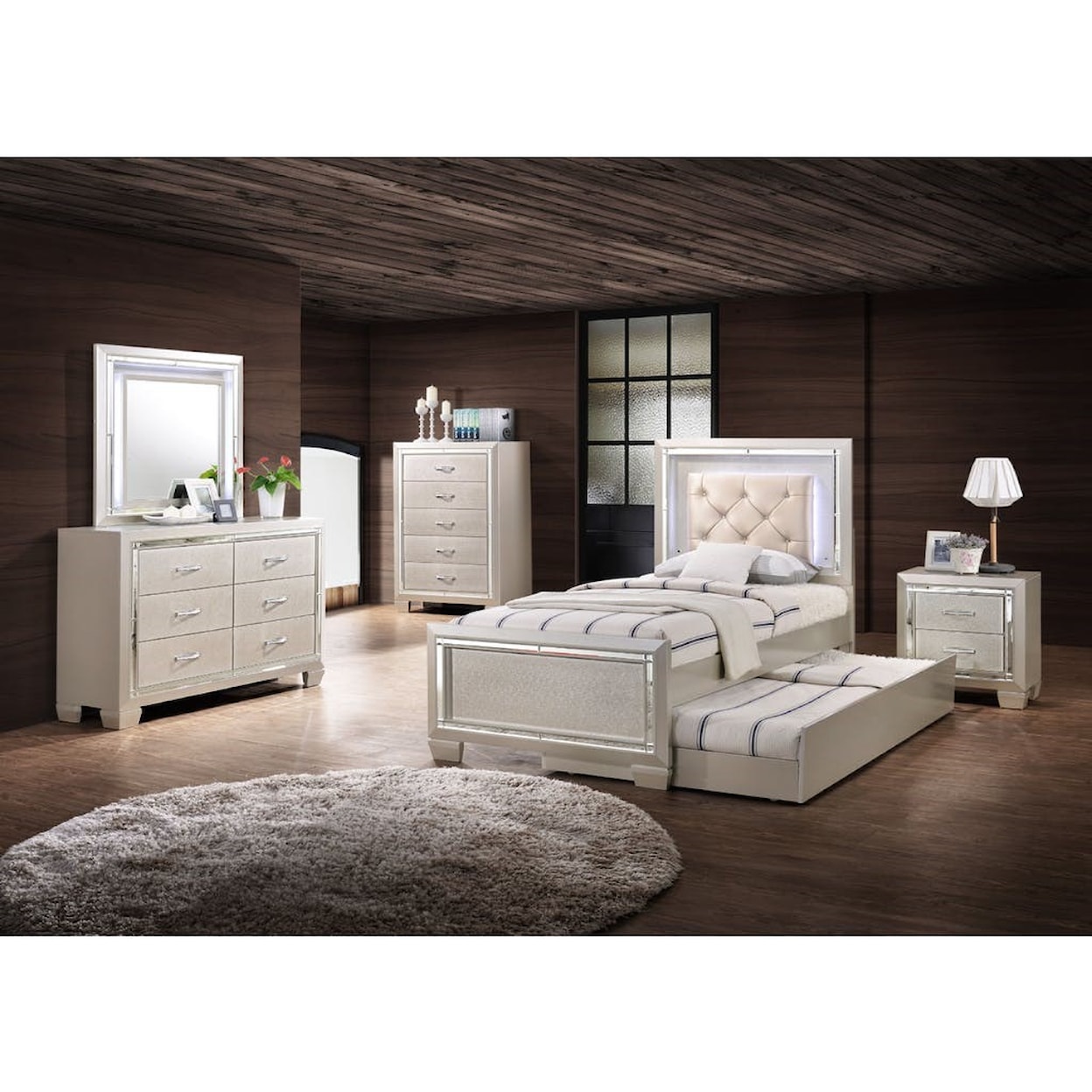 Elements Platinum Dresser and Mirror Set