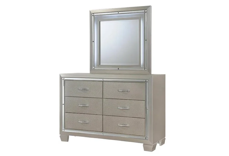 Platinum Dresser and Mirror Set by Elements at Royal Furniture