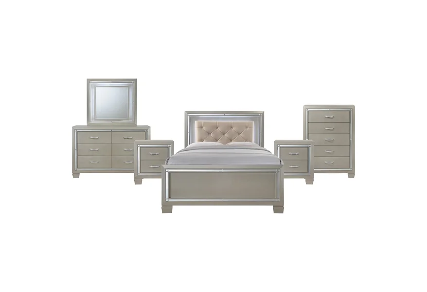 Platinum Full 6-Piece Bedroom Group by Elements at Royal Furniture