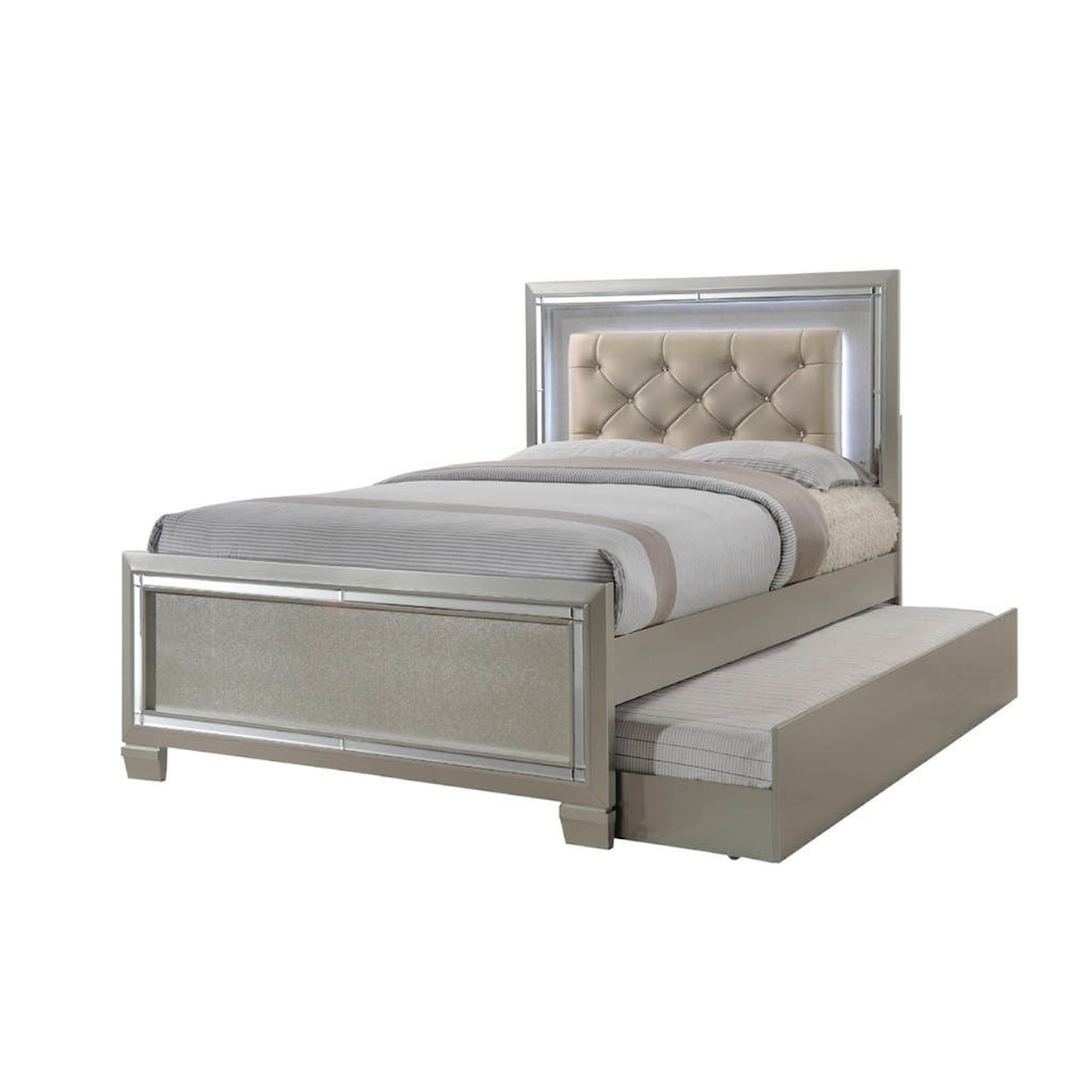 Elements International Platinum Full Upholstered Bed