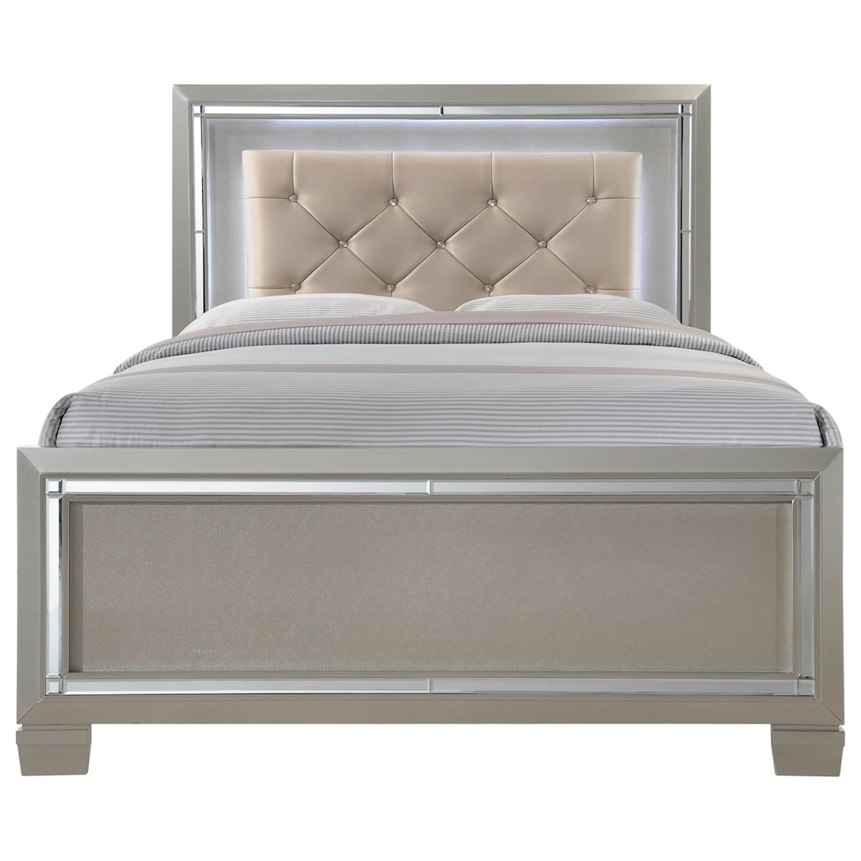 Elements International Platinum Full Upholstered Bed
