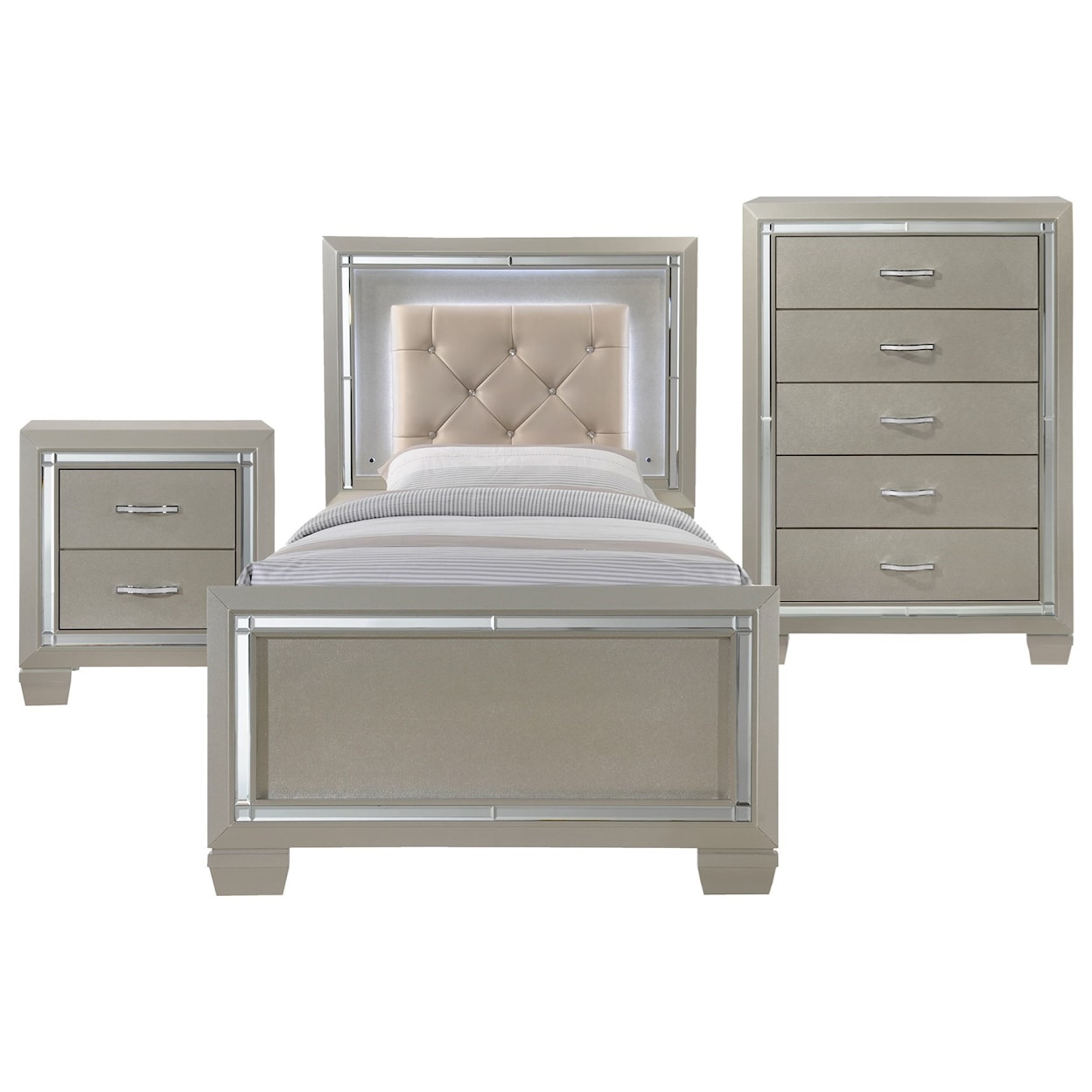 Elements Platinum Twin 3-Piece  Bedroom Group