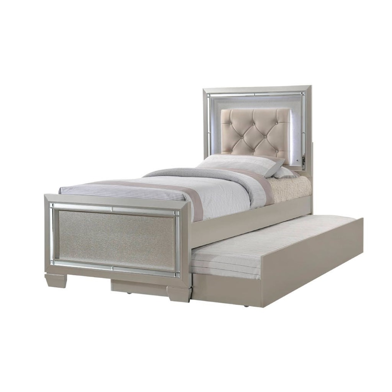 Elements International Platinum Twin Upholstered Bed