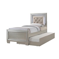 Twin Upholstered Bed with Mood Backlighting and Trundle