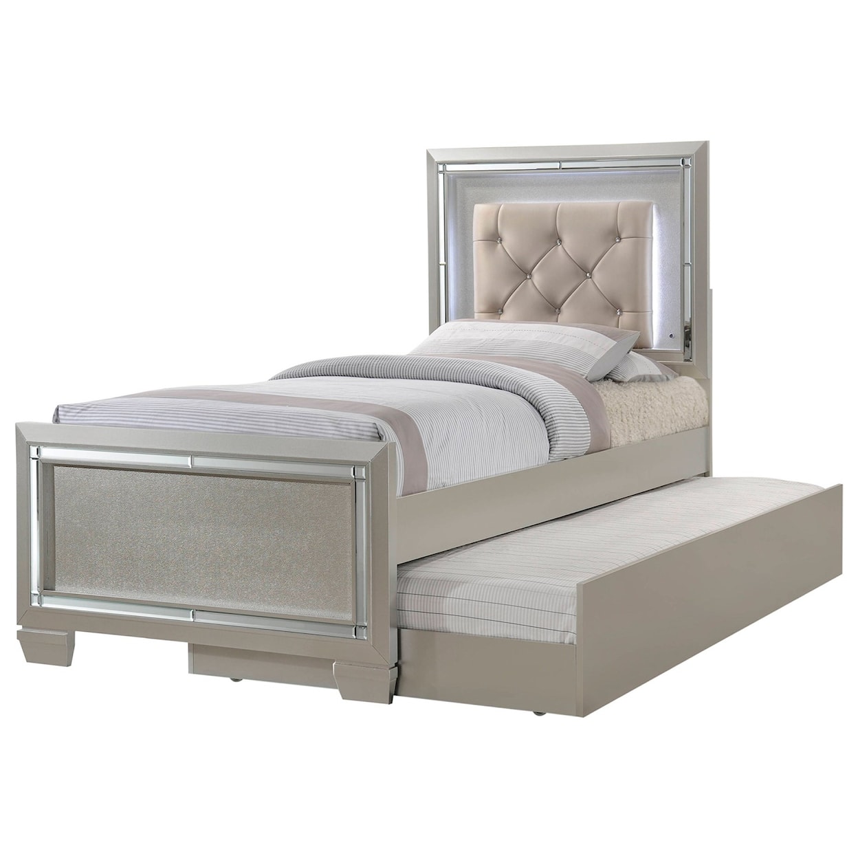 Elements International Platinum Twin 3-Piece Trundle Bedroom Group