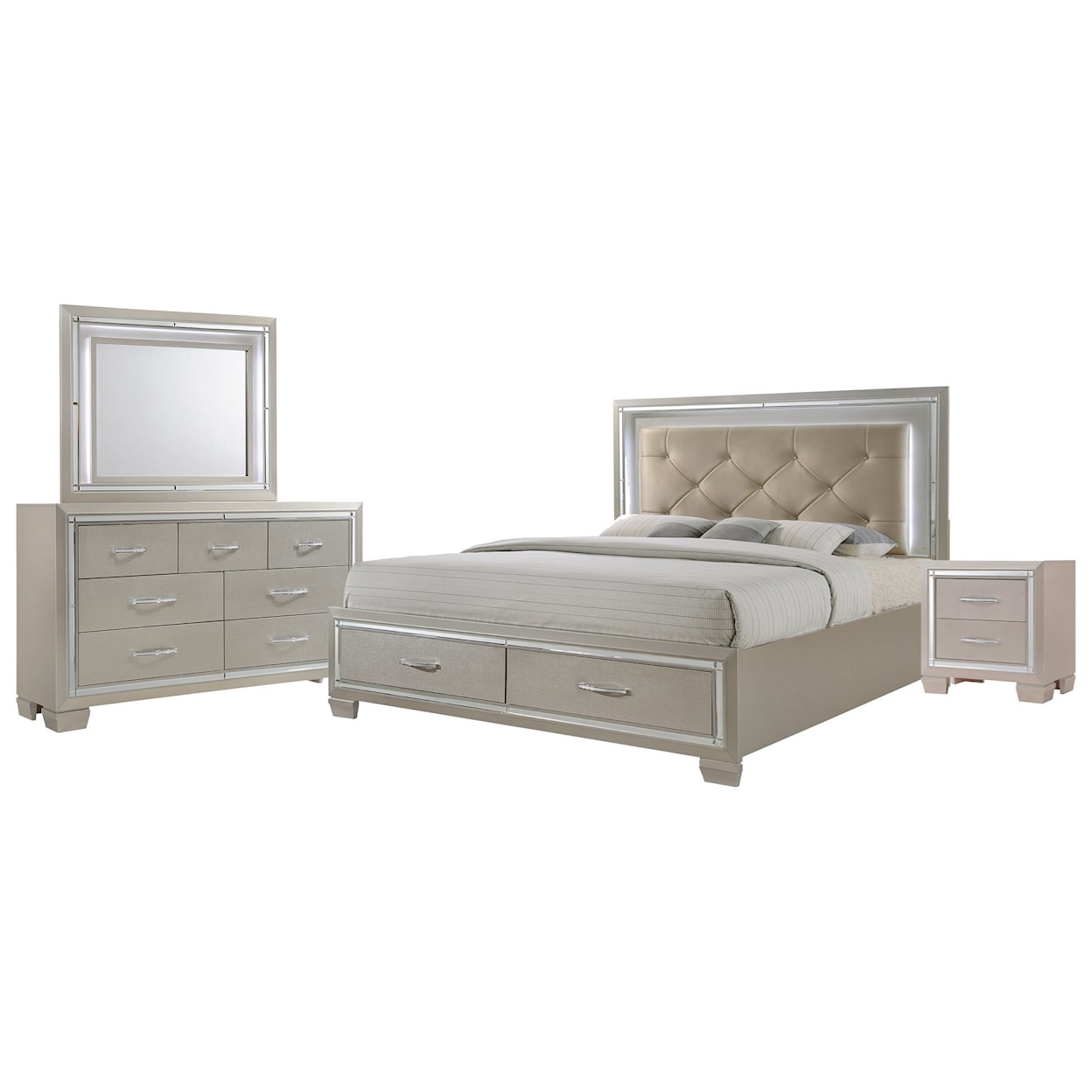 Elements International Platinum Queen Bedroom Group