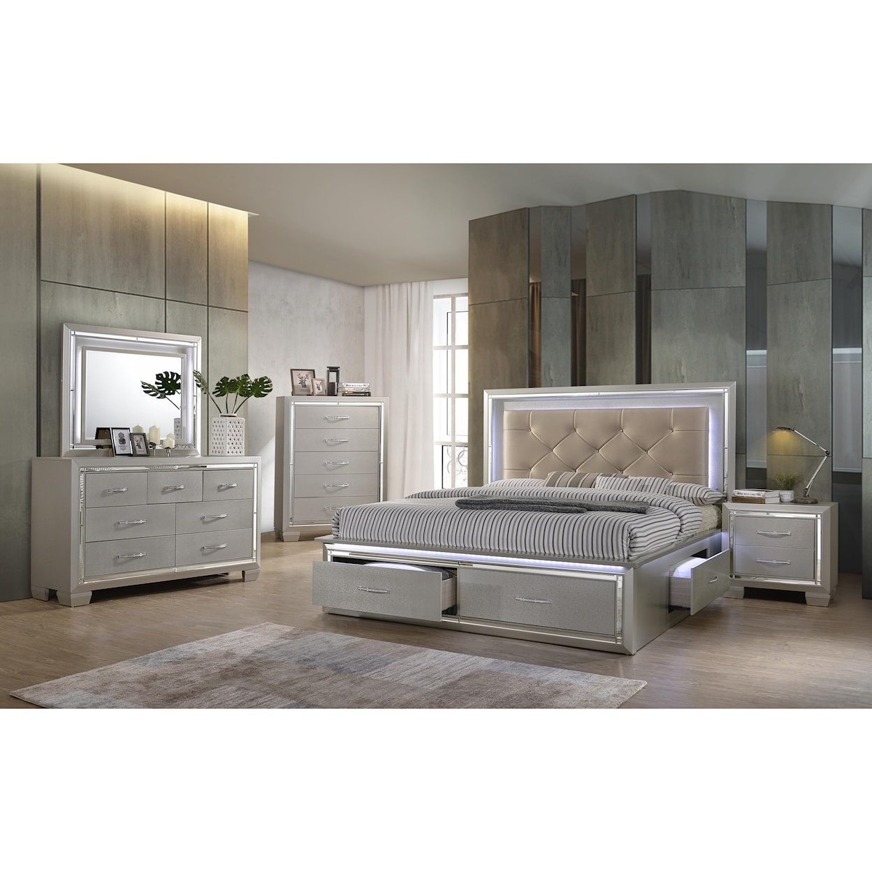 Elements Platinum Queen Bedroom Group