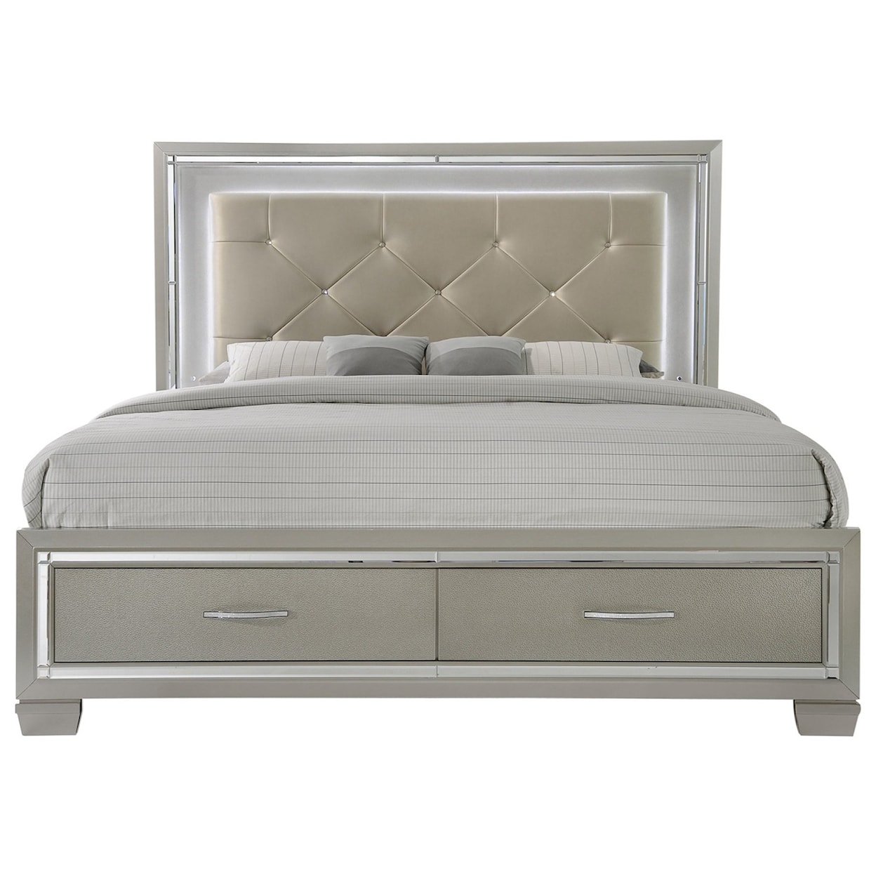 Elements International Platinum Queen Platform Bed