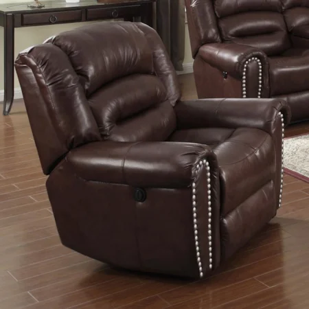 Casual Recliner with Decorative Nailhead Trim