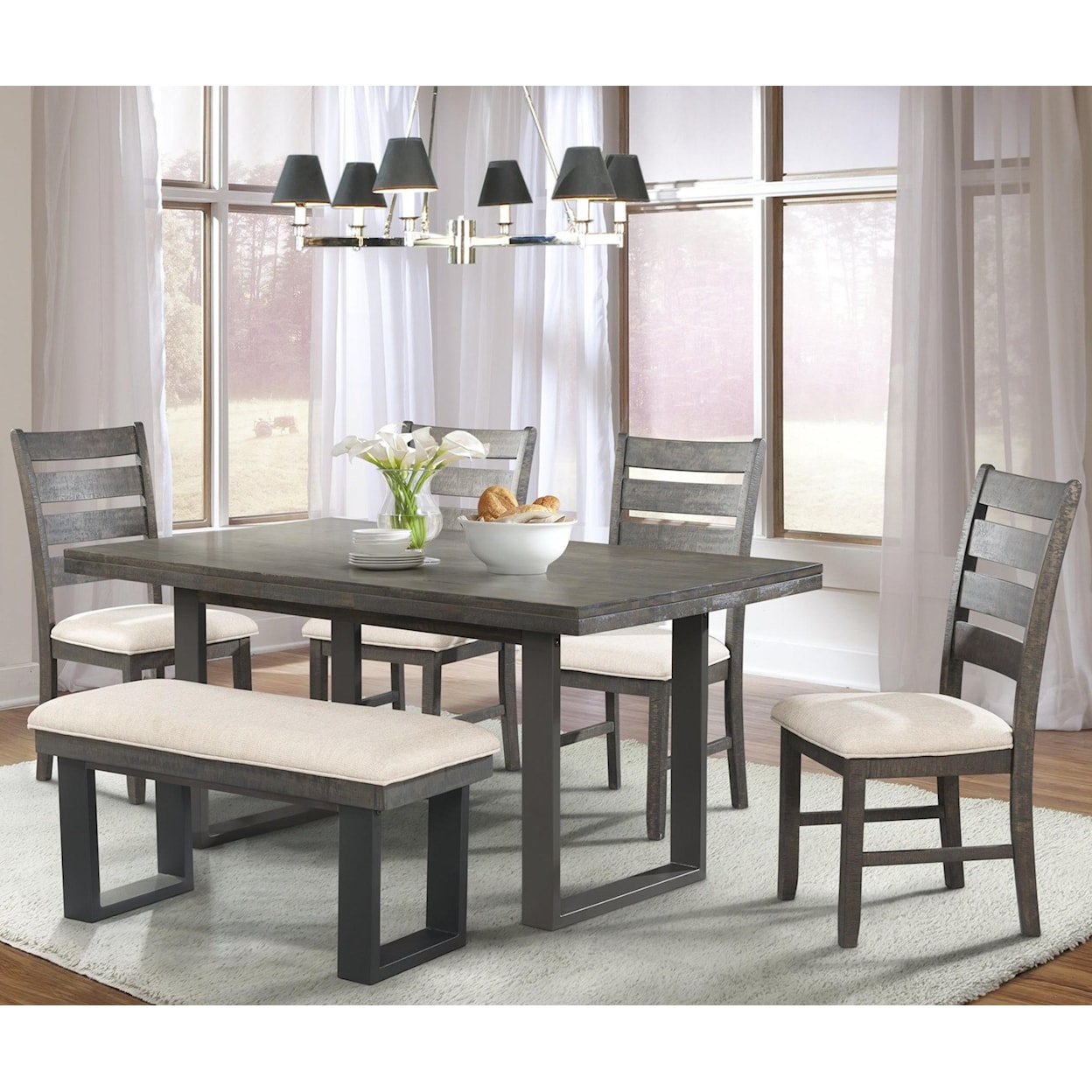 Elements Sawyer Dining Table Set with Bench