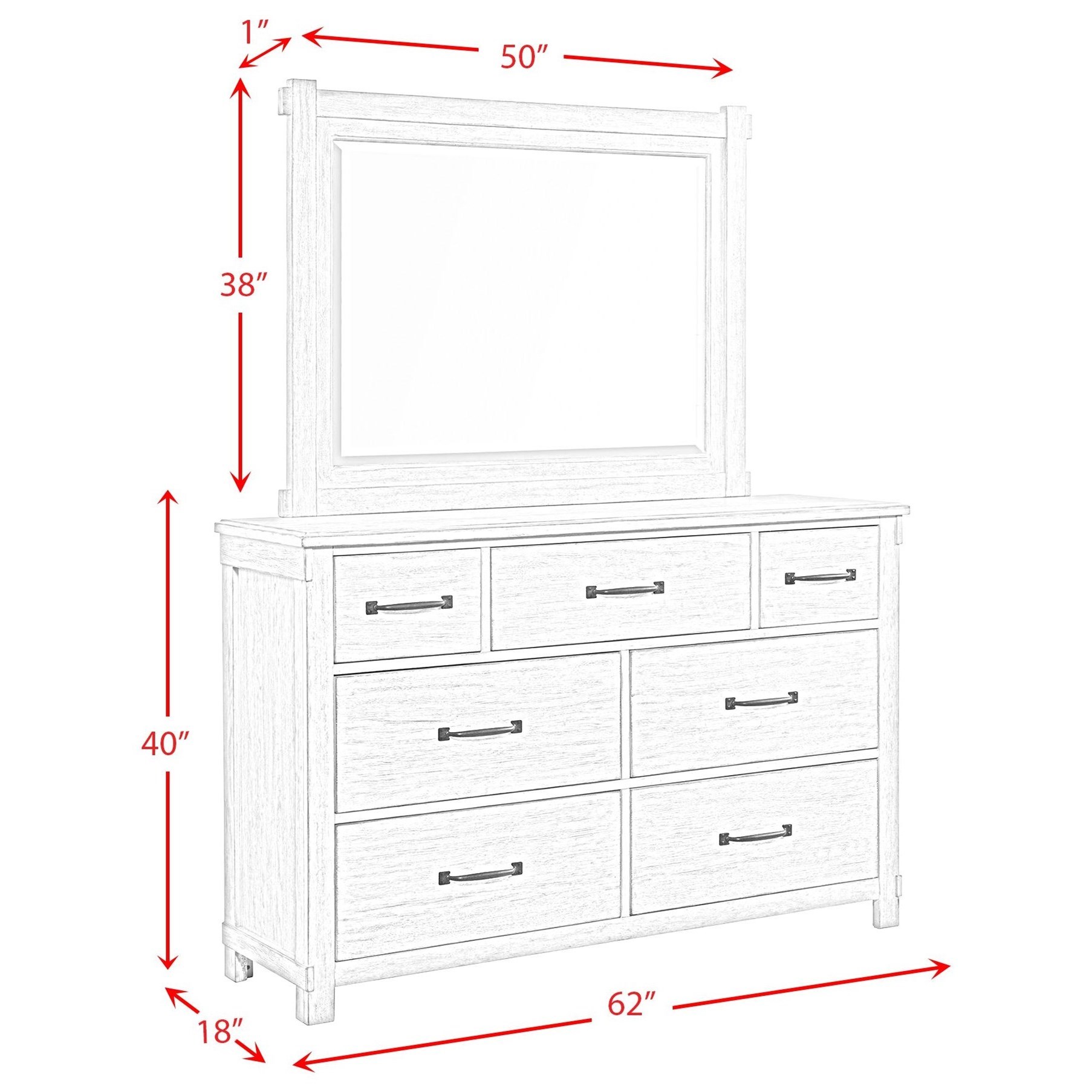 Elements International Scott Dresser and Mirror Set