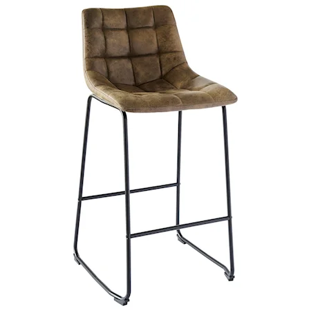 Industrial Bar Stool with Quilted Stitching