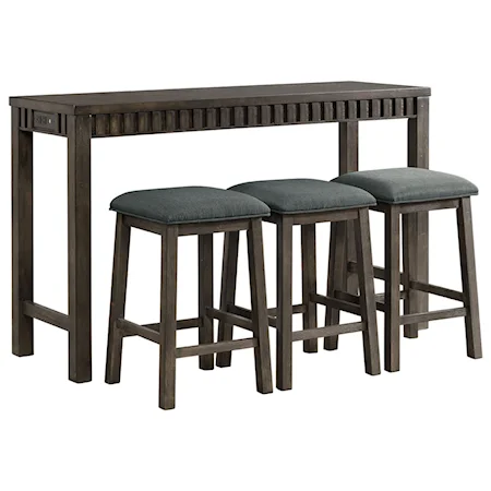 Transitional Counter Height Multipurpose Bar Table Set with USB Port