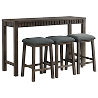 Transitional Counter Height Multipurpose Bar Table Set with USB Port