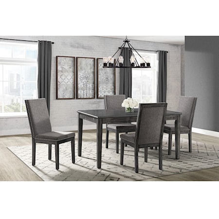 Transitional 5-Piece Dining Set with Extension Leaf