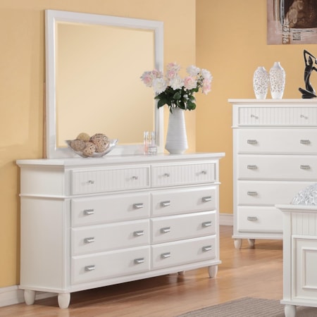Elements International Spencer 9930566 Drawer Dresser with Mirror | Johnny Janosik | Dresser + Mirror Combo Elements International Spencer 9930566 Drawer Dresser with Mirror | Johnny Janosik | Dresser + Mirror Combo