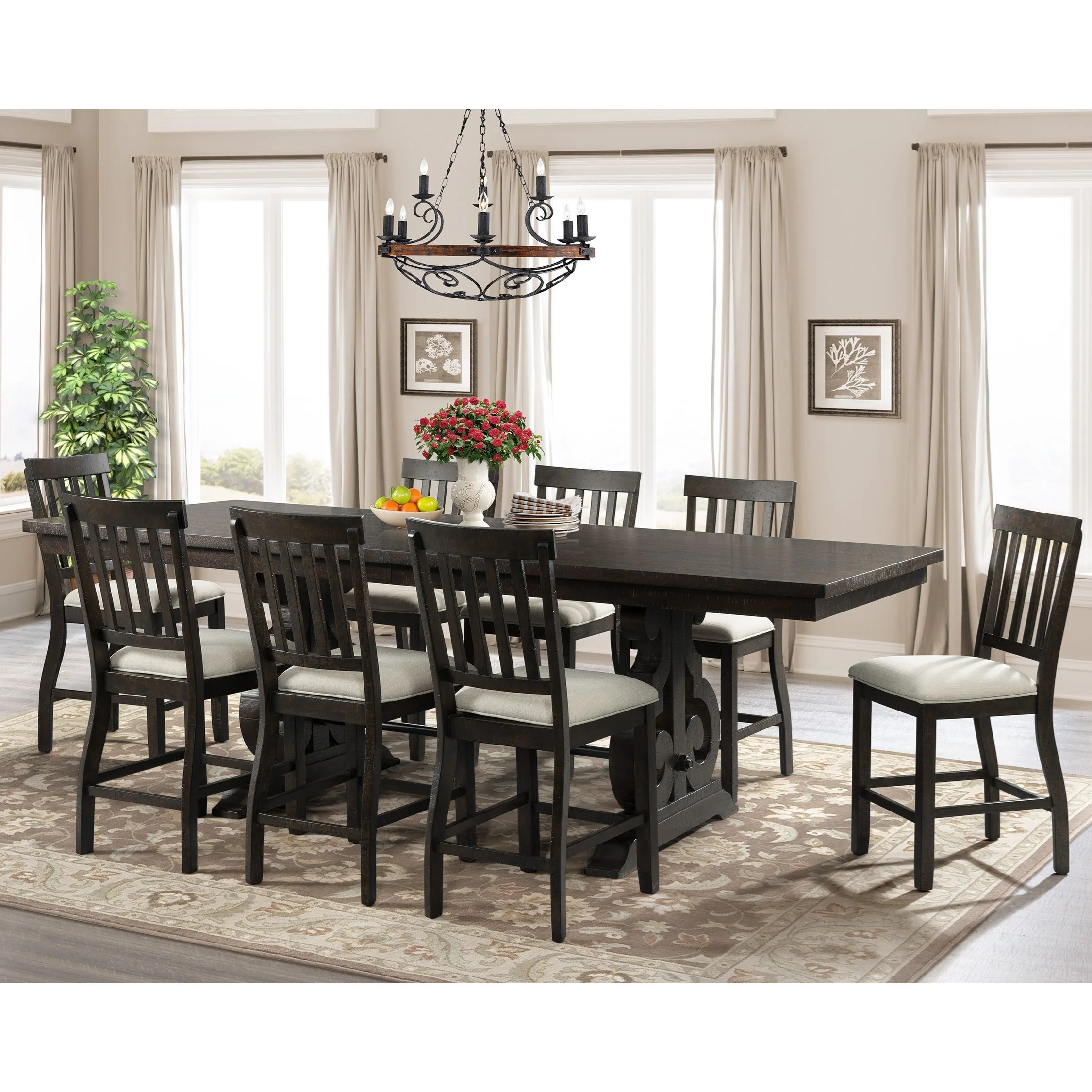 Elements International Stone DST190C9PC 9Piece Counter Height Dining Set Sam Levitz Furniture
