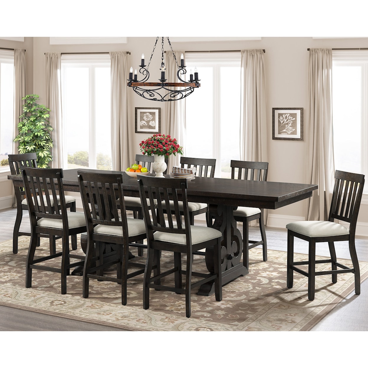 Elements International Stone 9-Piece Counter Height Dining Set