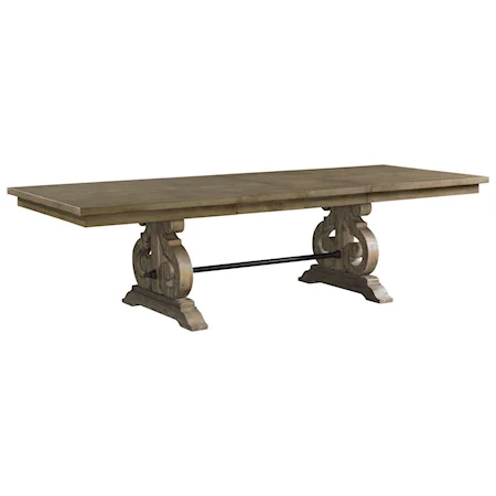 Dining Table with Decorative Scroll Pedestal