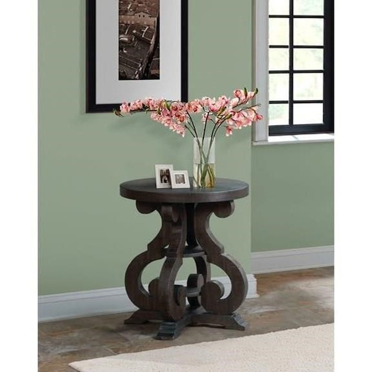 Elements International Stone Round End Table