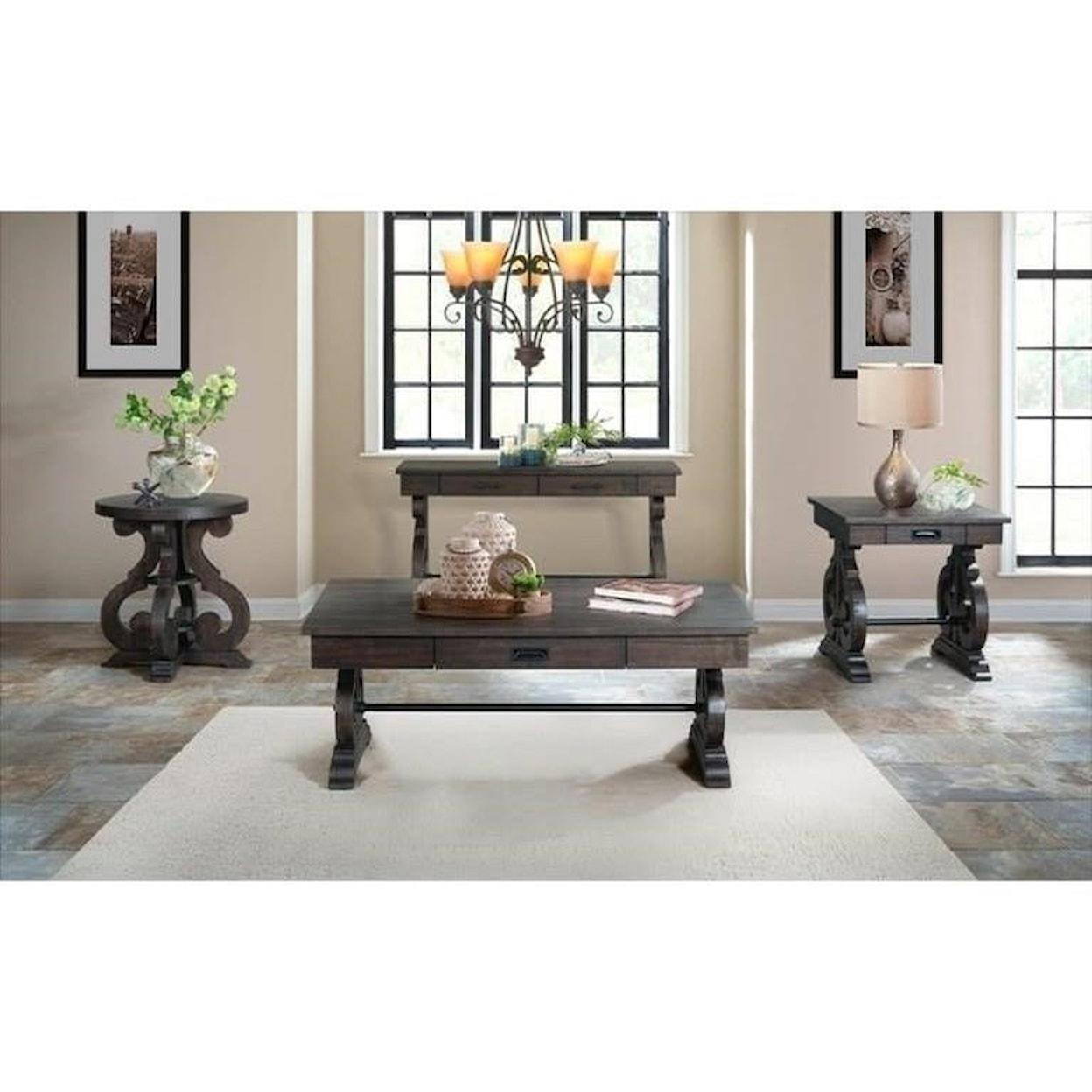 Elements International Stone Sofa Table