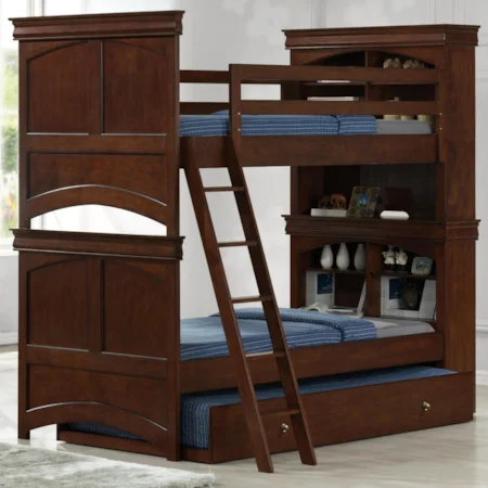 Twin/Twin Bookcase Bunkbed with Trundle