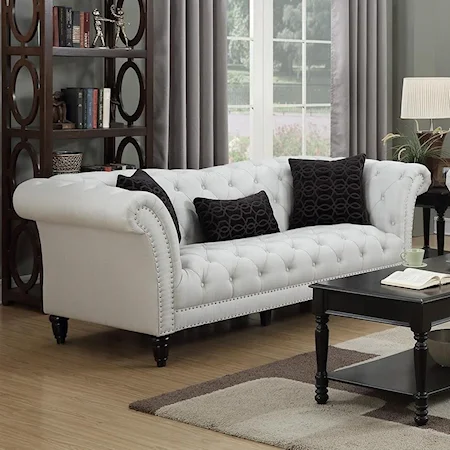 Sofa with Kidney Pillows and Button Tufting