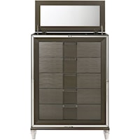 Glam 5-Drawer Chest with Lift Mirror