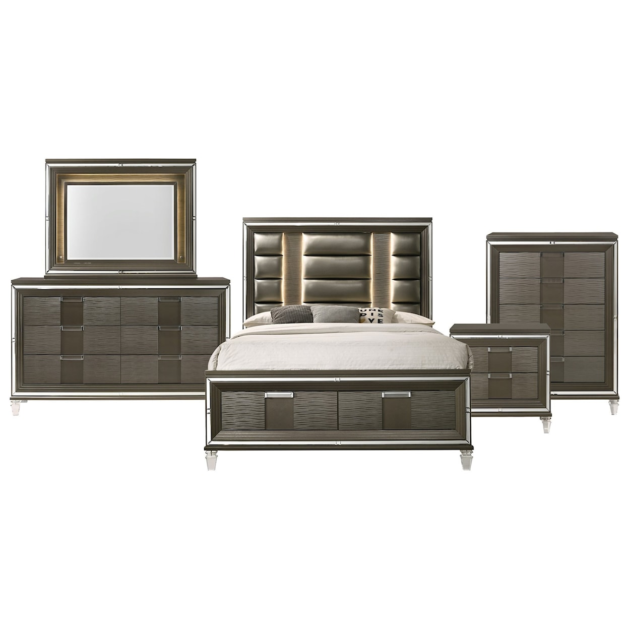 Elements International Twenty Nine 5-Piece King Bedroom Set