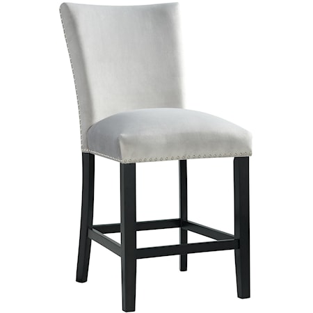 Contemporary Velvet Counter Height Chair with Nailhead Trim