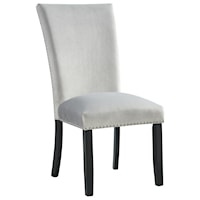 Contemporary Velvet Side Chair with Nailhead Trim