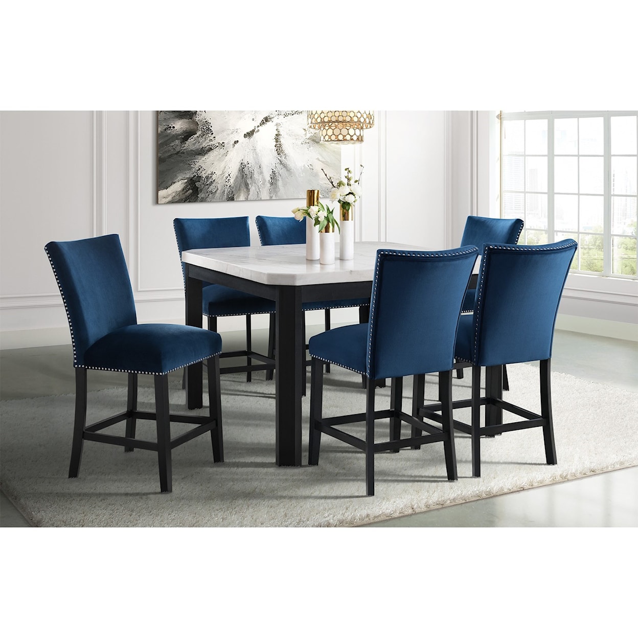 Elements International Valentino 7-Piece Counter Height Dining Set