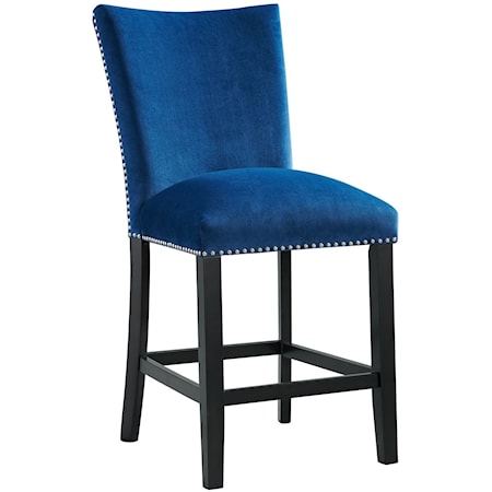 FRANCESCO BLUE VELVET PUB CHAIR |