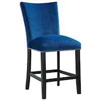 Contemporary Velvet Counter Height Chair with Nailhead Trim