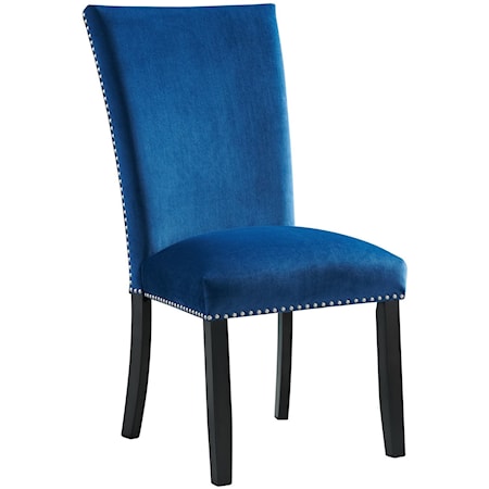 Contemporary Velvet Side Chair with Nailhead Trim