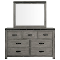 Contemporary 7-Drawer Dresser & Mirror Set