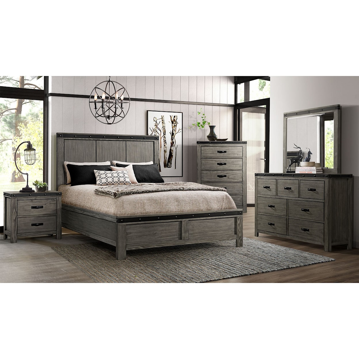 Elements International Wade 7-Drawer Dresser & Mirror Set