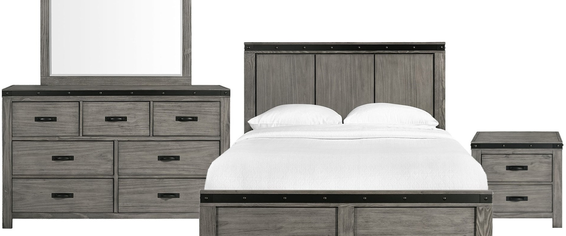 Contemporary King Panel 4-Piece Bedroom Set