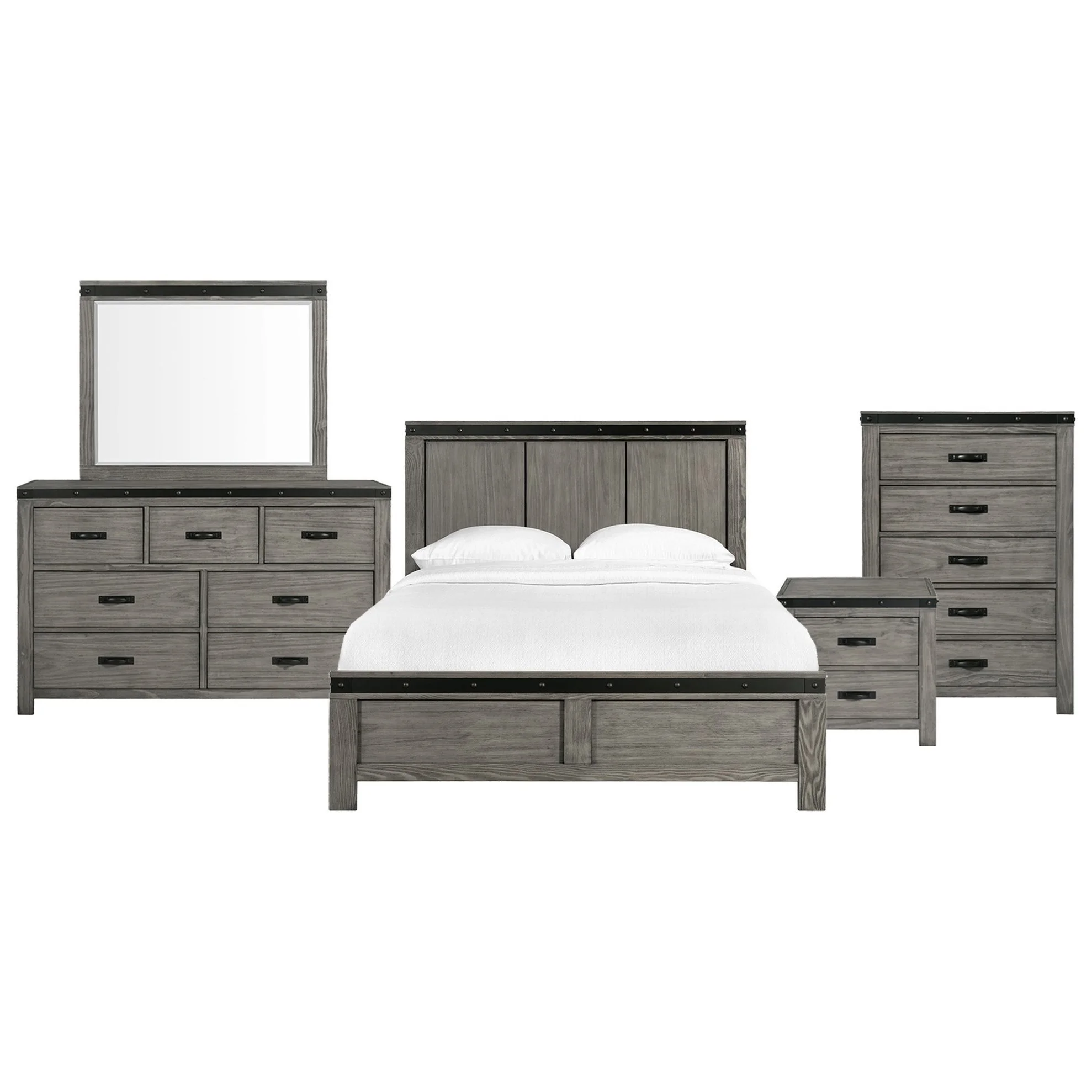 Elements International Wade WE600KB5PC Contemporary King Panel 5-Piece ...