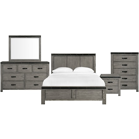 Contemporary King Panel 5-Piece Bedroom Set